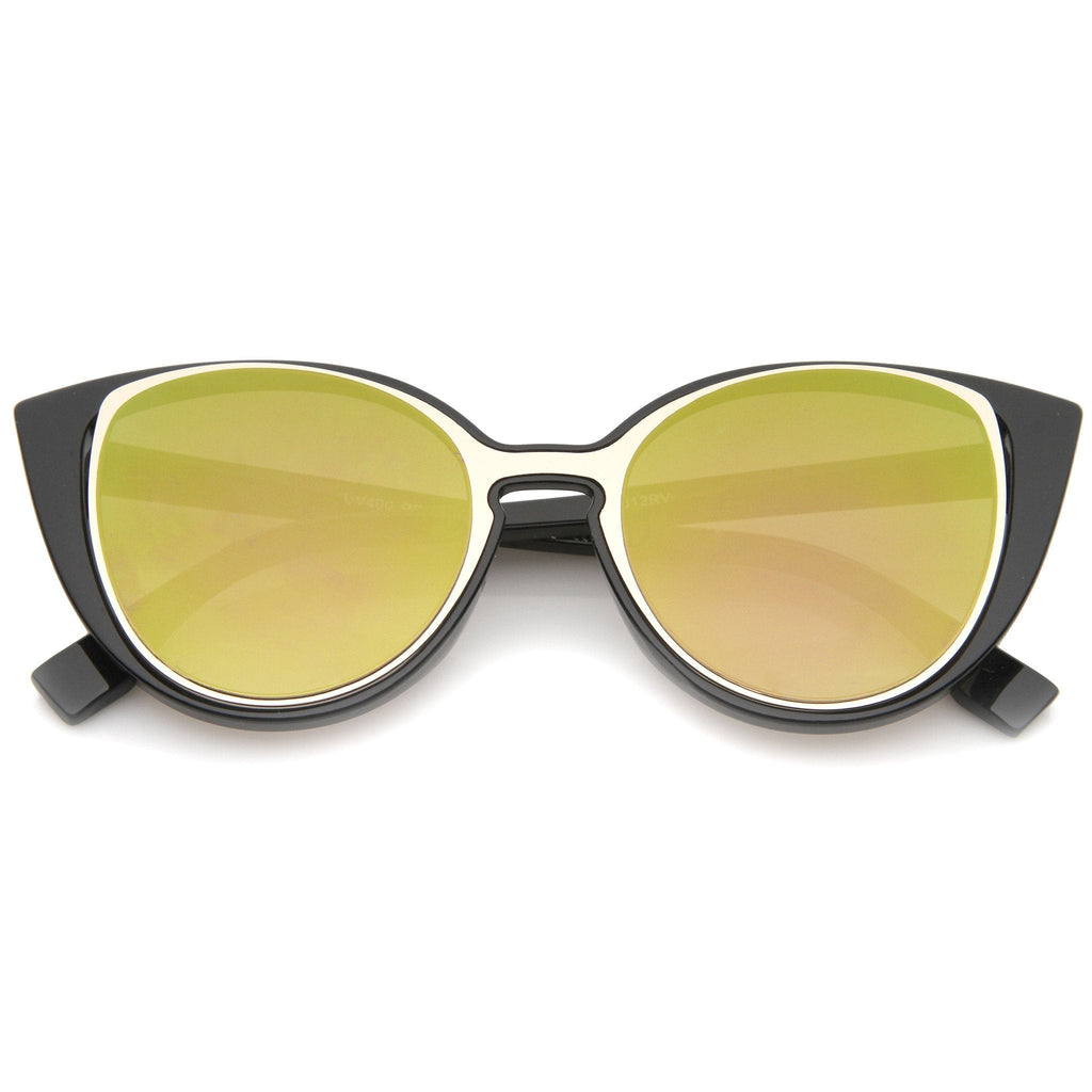 Unique Women's Laser Cut Insert Cay Eye Sunglasses A488