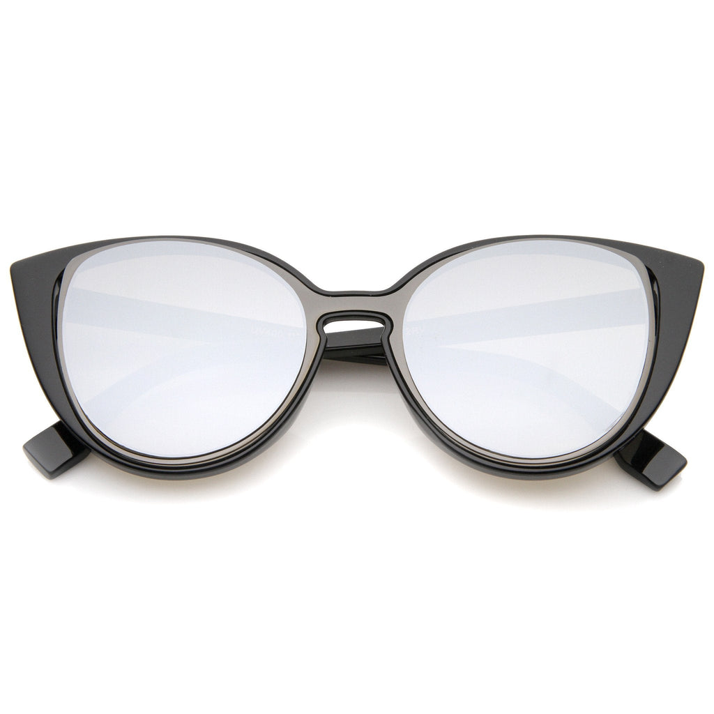 Unique Women's Laser Cut Insert Cay Eye Sunglasses A488