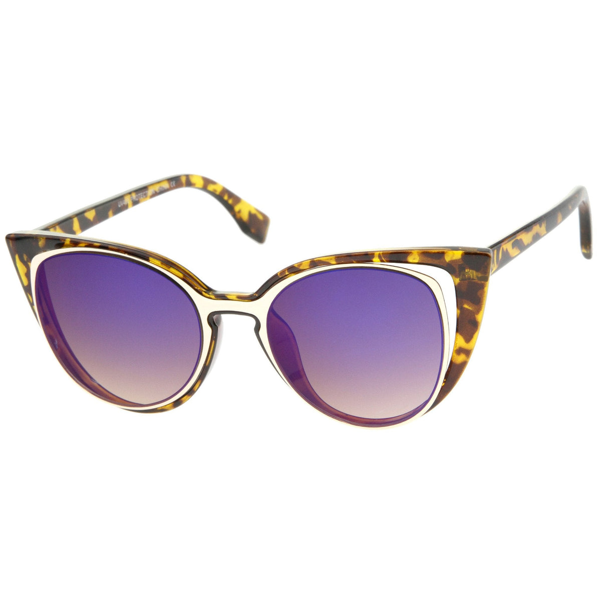 Unique Women's Laser Cut Insert Cay Eye Sunglasses A488
