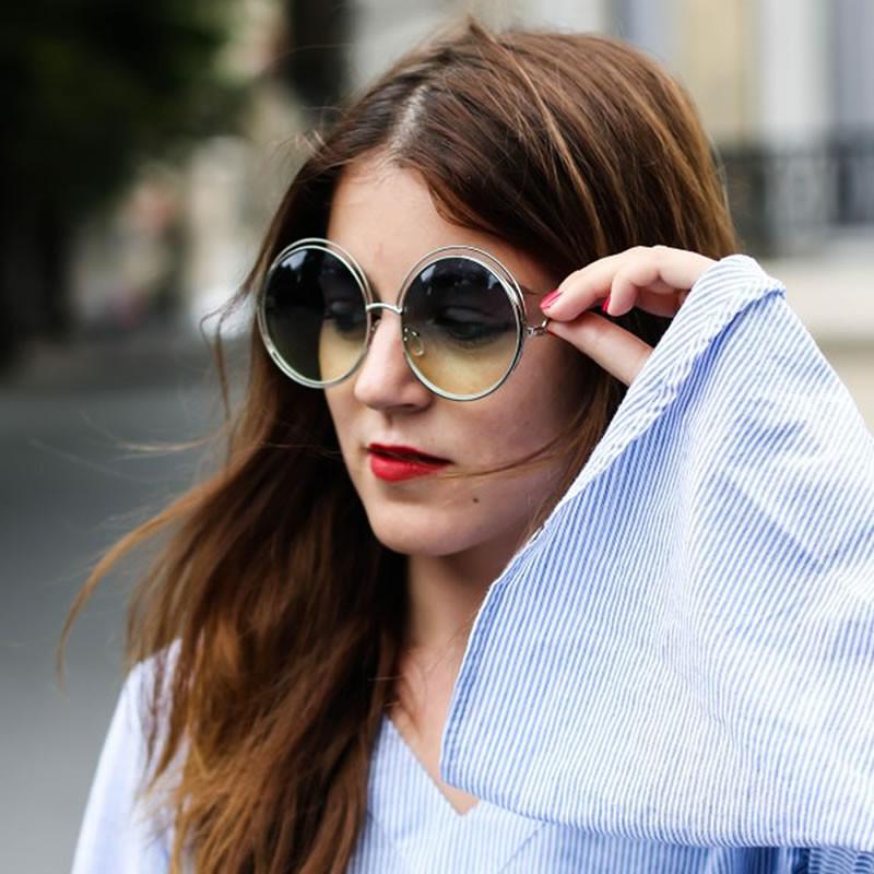 Women's Retro Hippie Oversize Round Gradient Lens Sunglasses A194