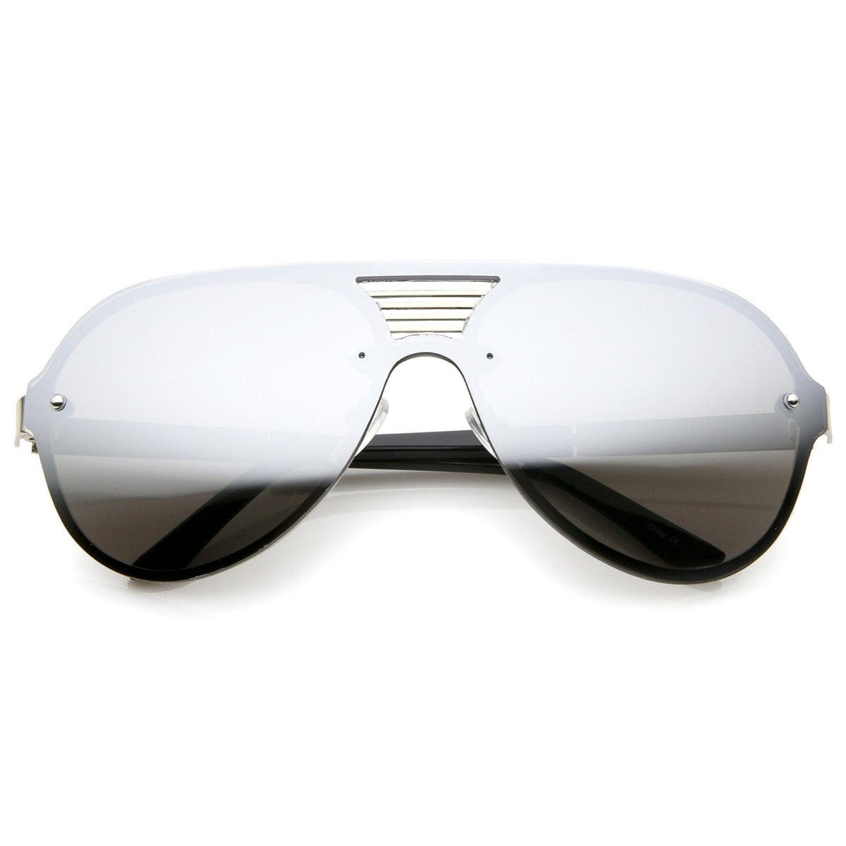 Rimless Shield Mirrored Disco Aviator Sunglasses A448