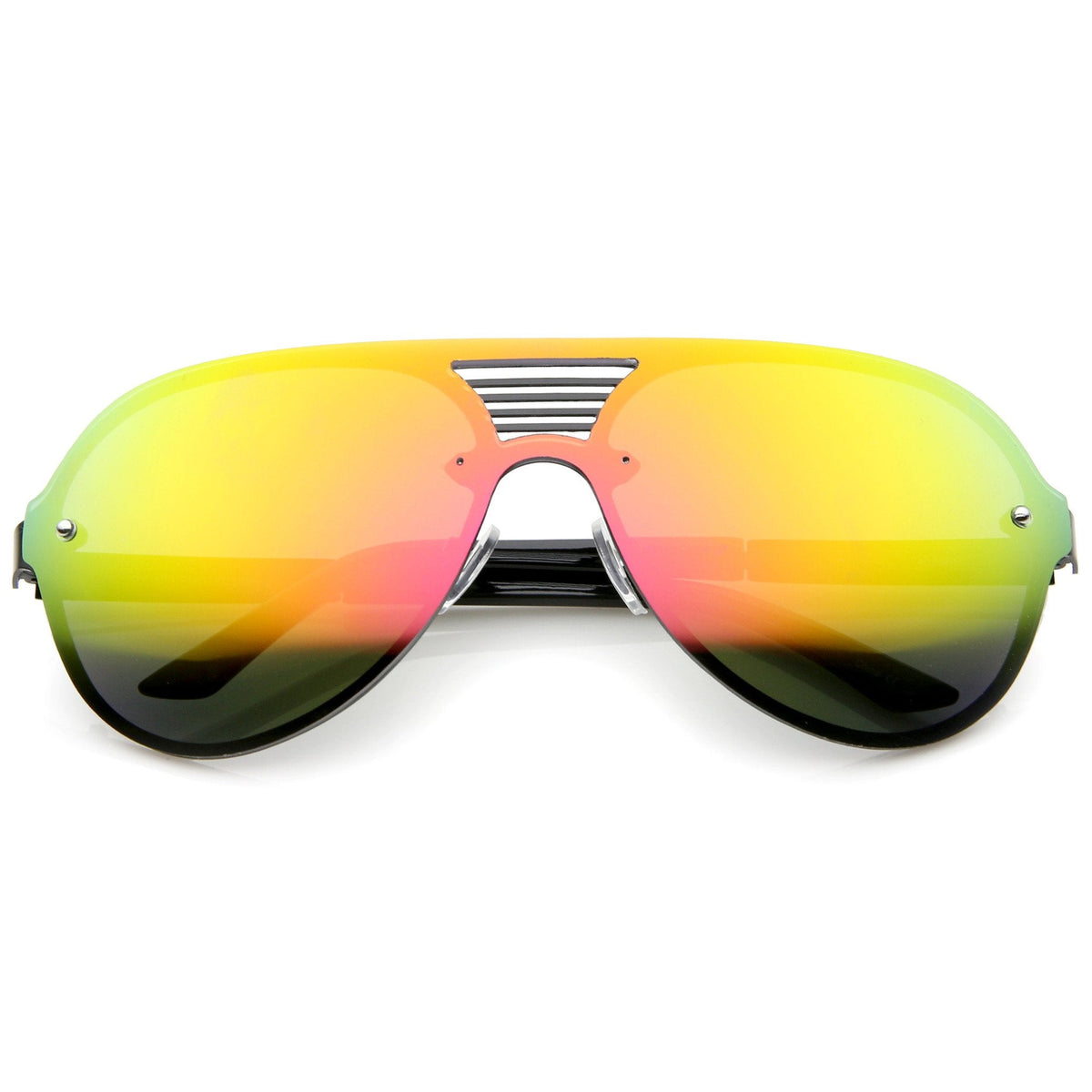 Rimless Shield Mirrored Disco Aviator Sunglasses A448