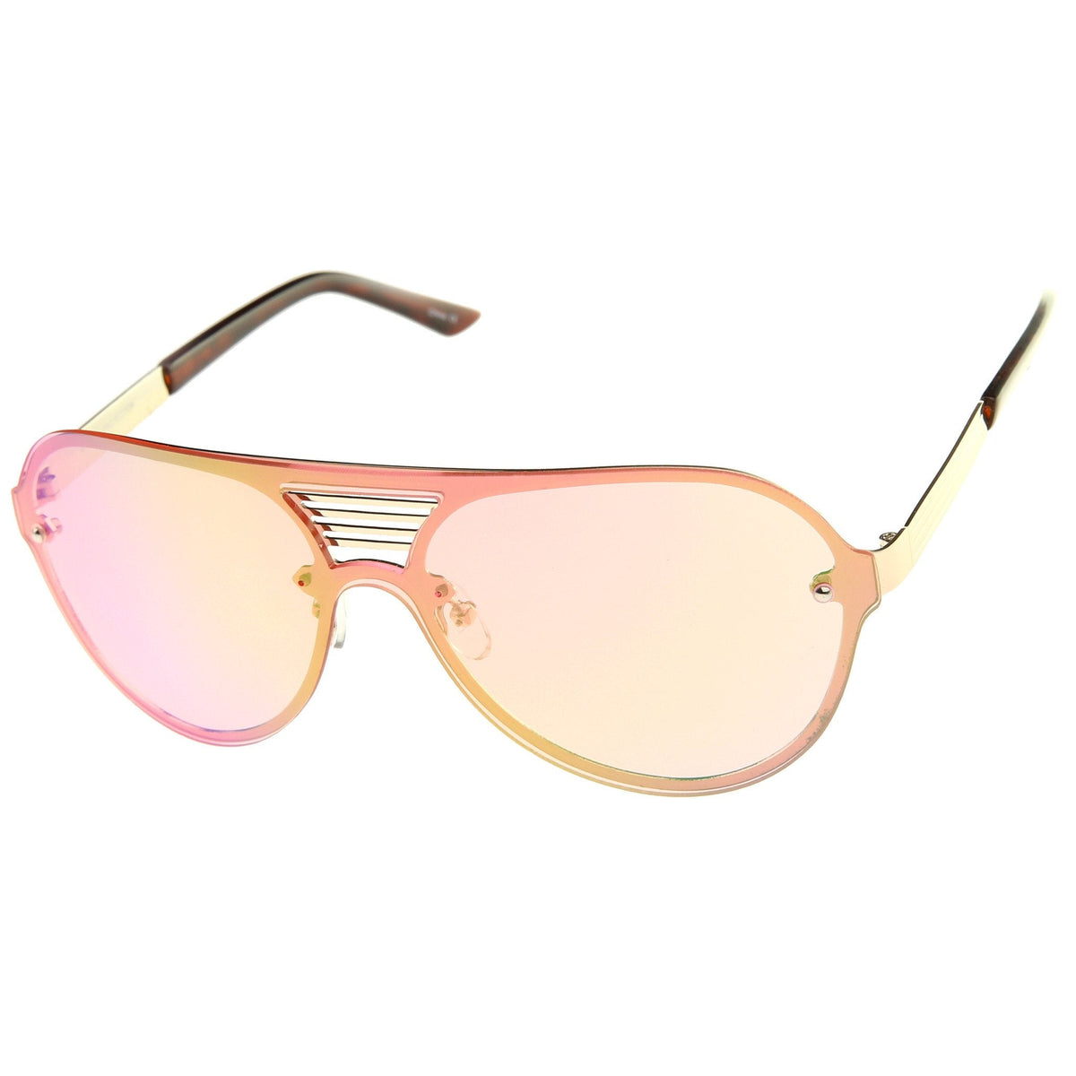 Rimless Shield Mirrored Disco Aviator Sunglasses A448