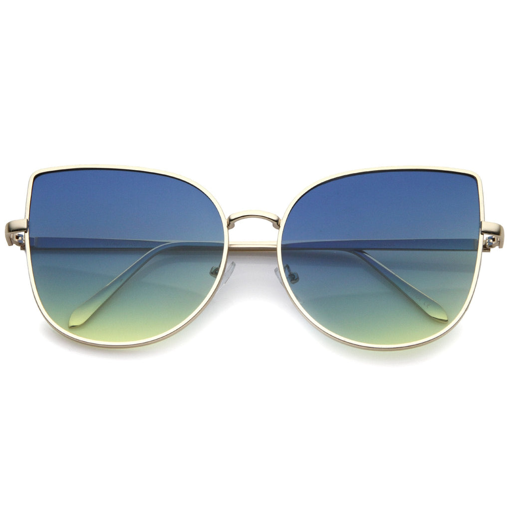 Oversize Gradient Color Flat Lens Cat Eye Sunglasses A853
