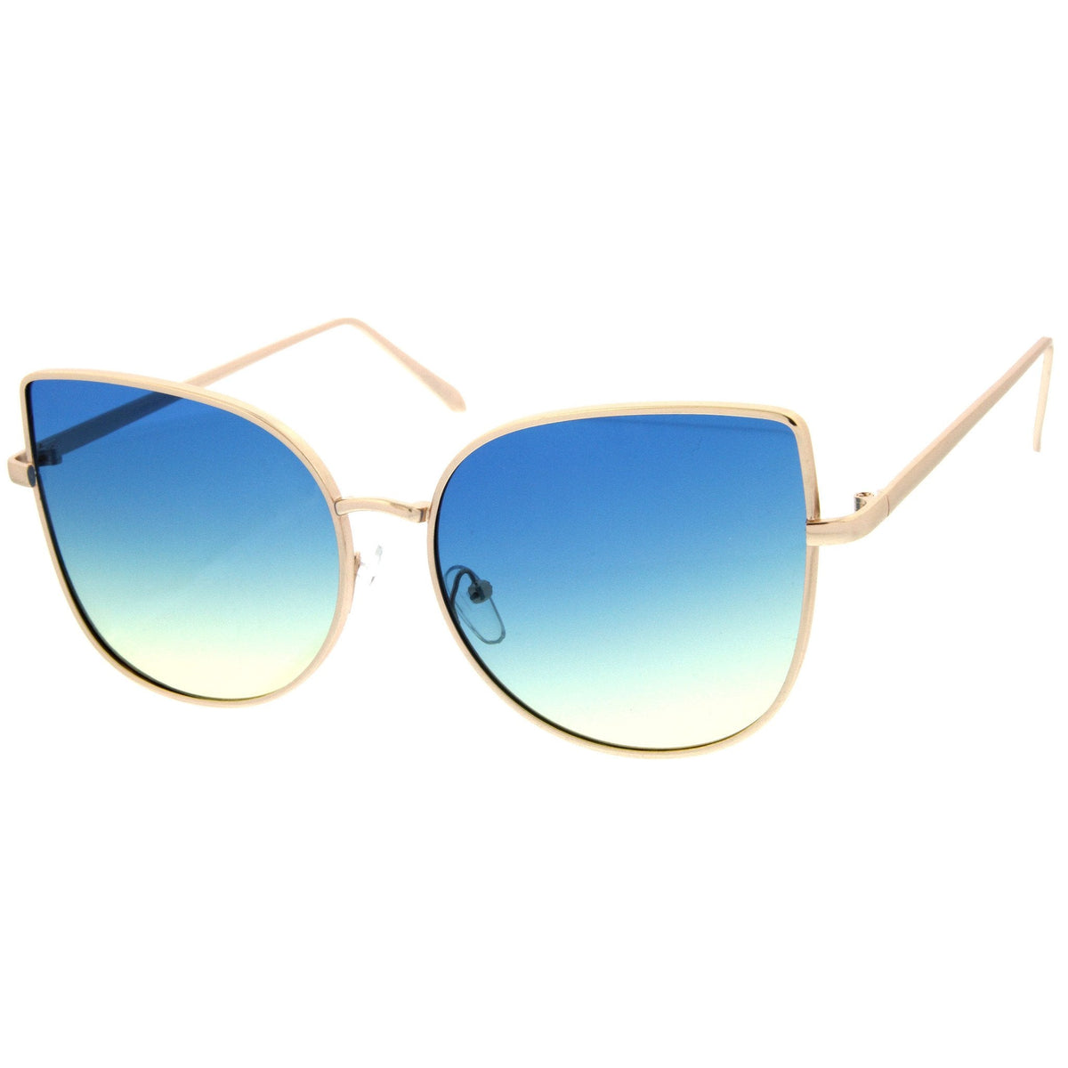 Oversize Gradient Color Flat Lens Cat Eye Sunglasses A853