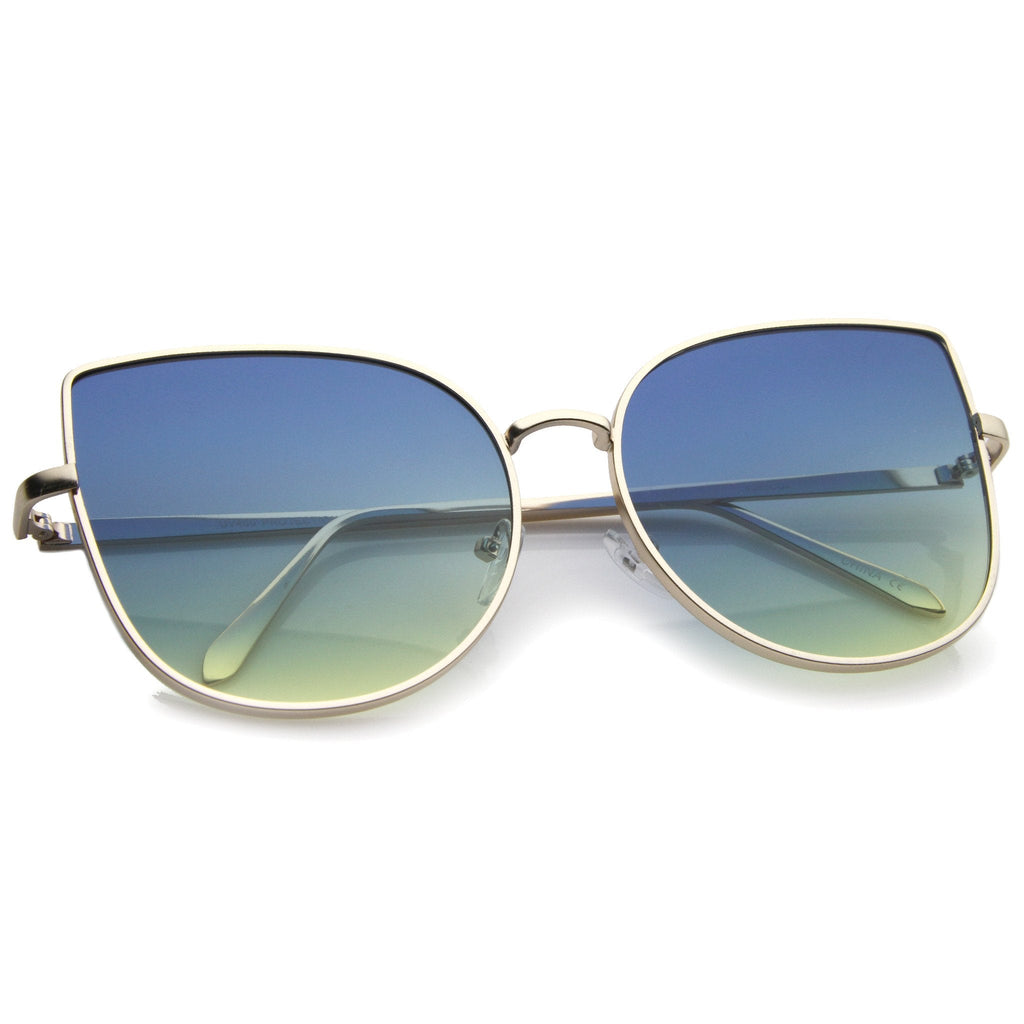 Oversize Gradient Color Flat Lens Cat Eye Sunglasses A853