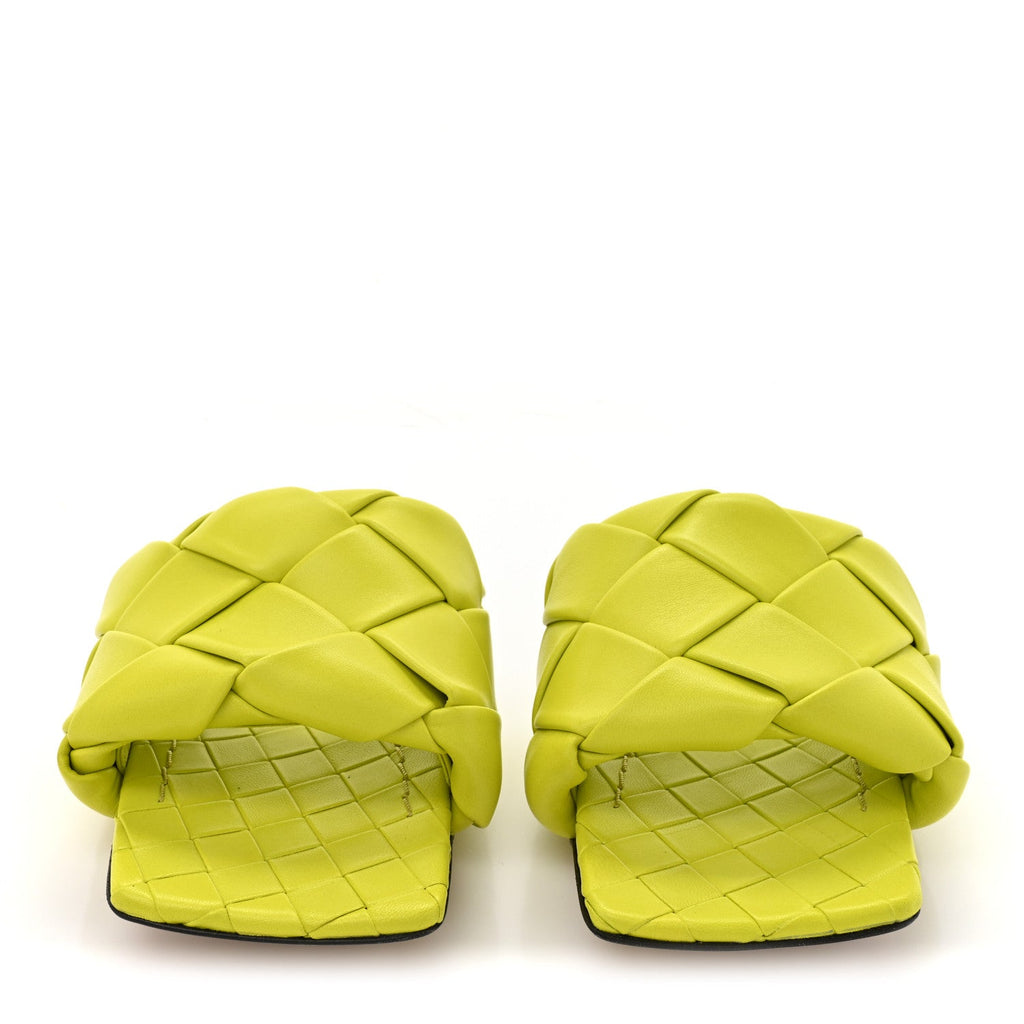 Nappa Maxi Intrecciato Lido Flat Sandals 36 Kiwi