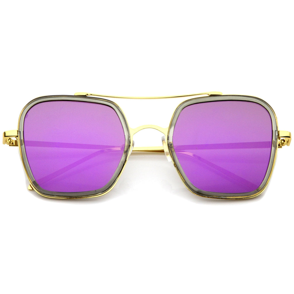 Modern Square Mirrored Flat Lens Sunglasses A500