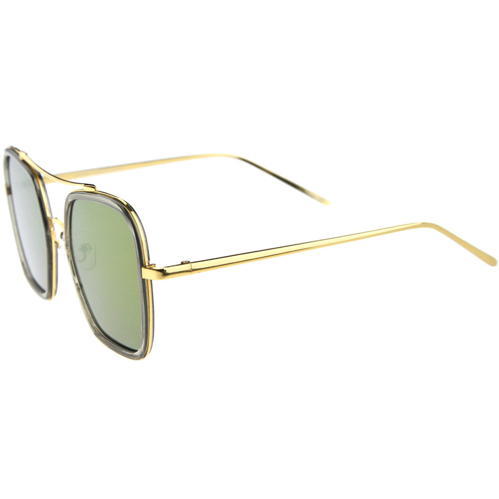 Modern Square Mirrored Flat Lens Sunglasses A500