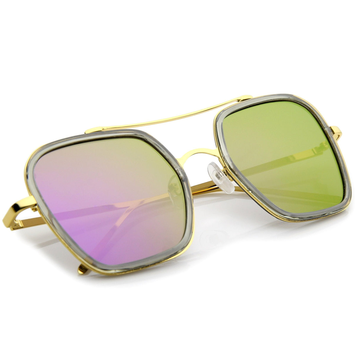 Modern Square Mirrored Flat Lens Sunglasses A500