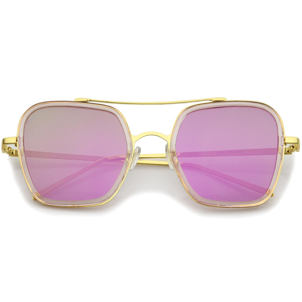 Modern Square Mirrored Flat Lens Sunglasses A500