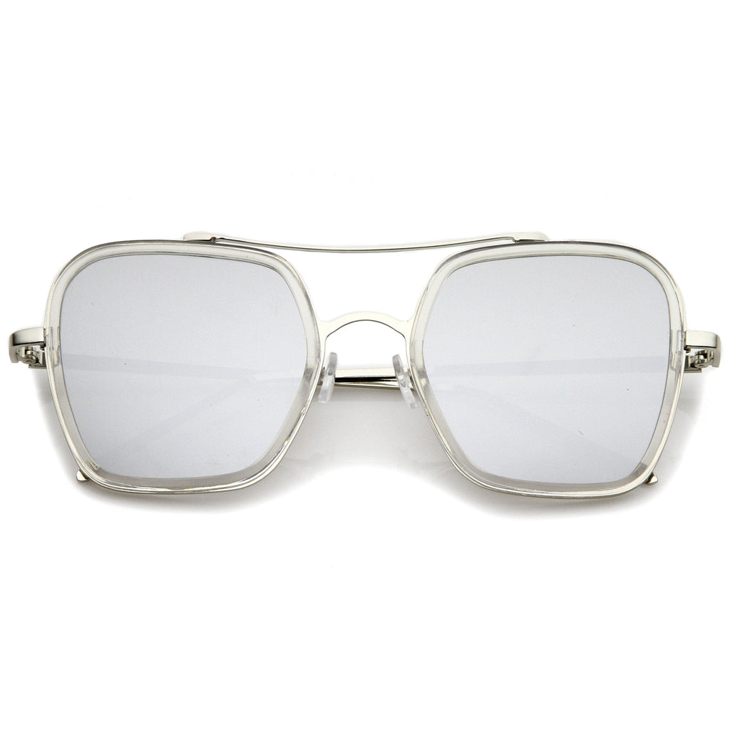 Modern Square Mirrored Flat Lens Sunglasses A500