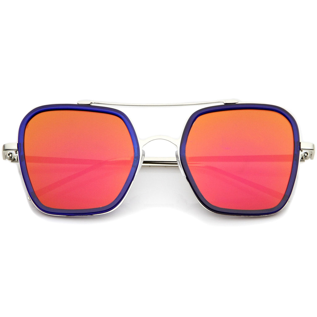 Modern Square Mirrored Flat Lens Sunglasses A500