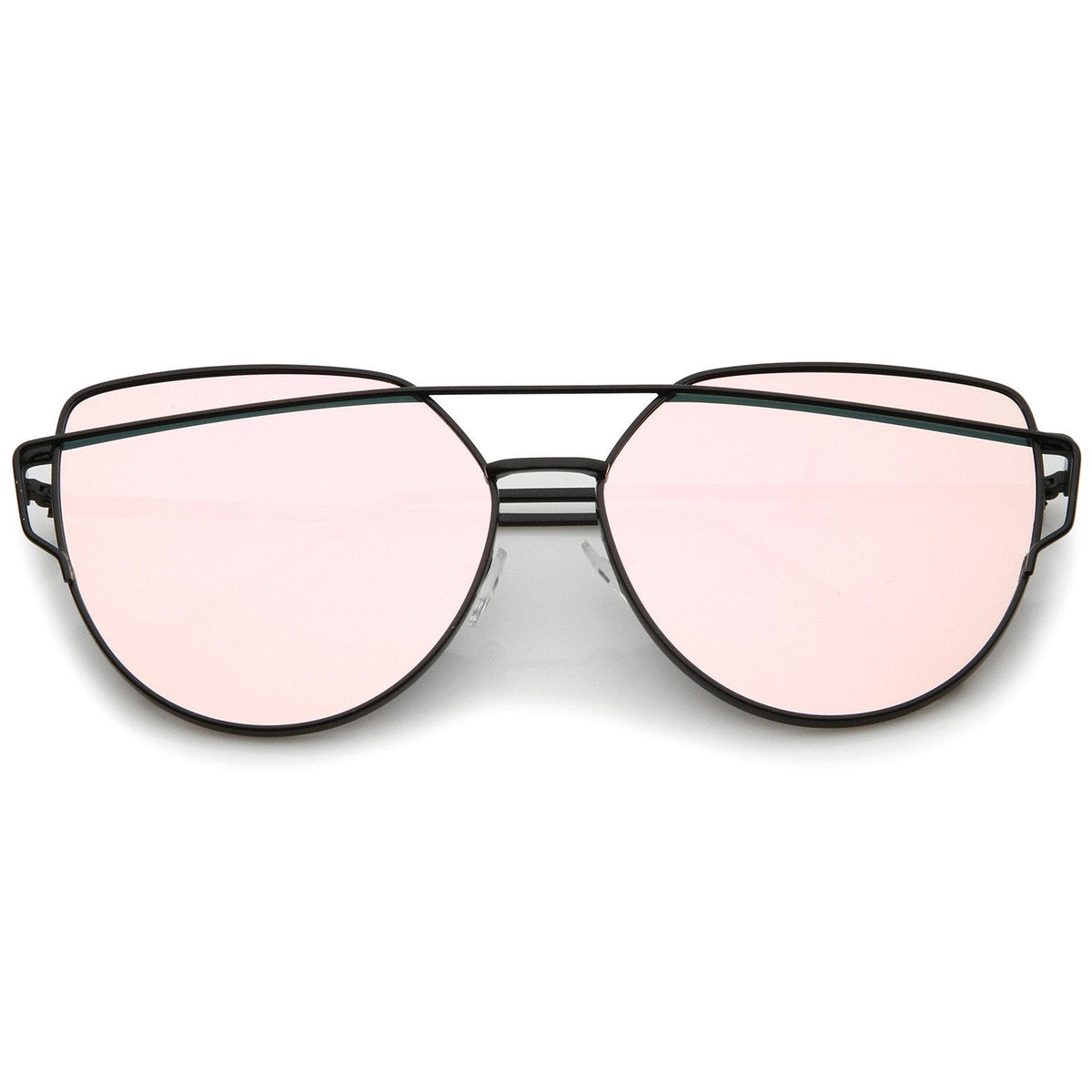 Oversize Thin Cross Brow Mirrored Flat Lens Sunglasses A545