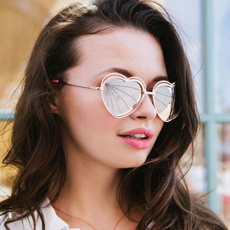 Women's Indie Heart Shape Laser Cut Sunglasses A299