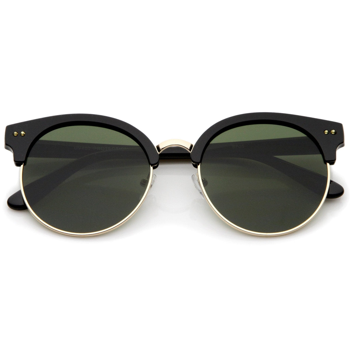 Women's Indie Cat Eye Half Frame Round Sunglasses A407