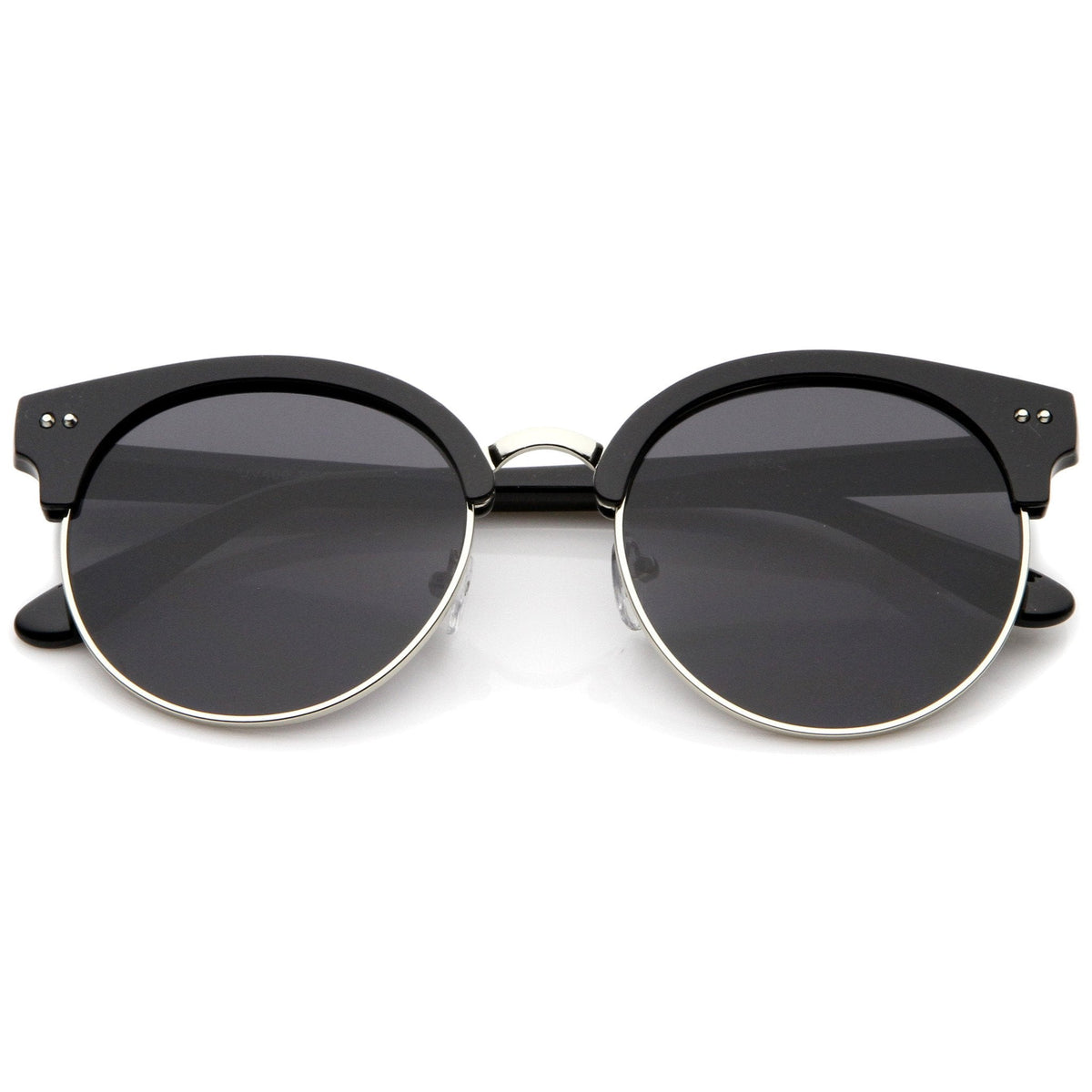 Women's Indie Cat Eye Half Frame Round Sunglasses A407