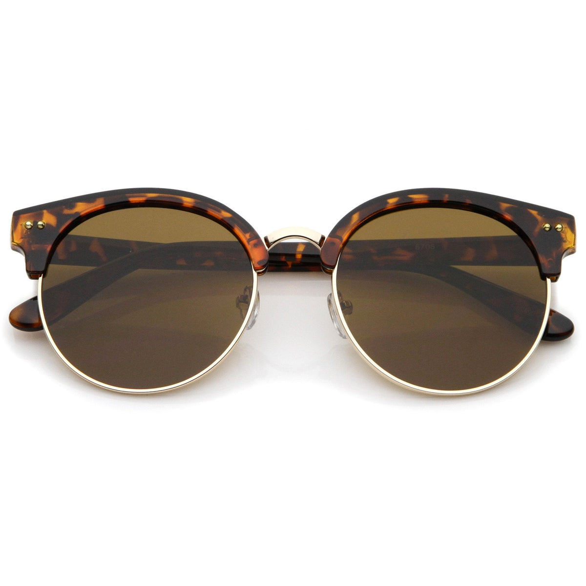 Women's Indie Cat Eye Half Frame Round Sunglasses A407