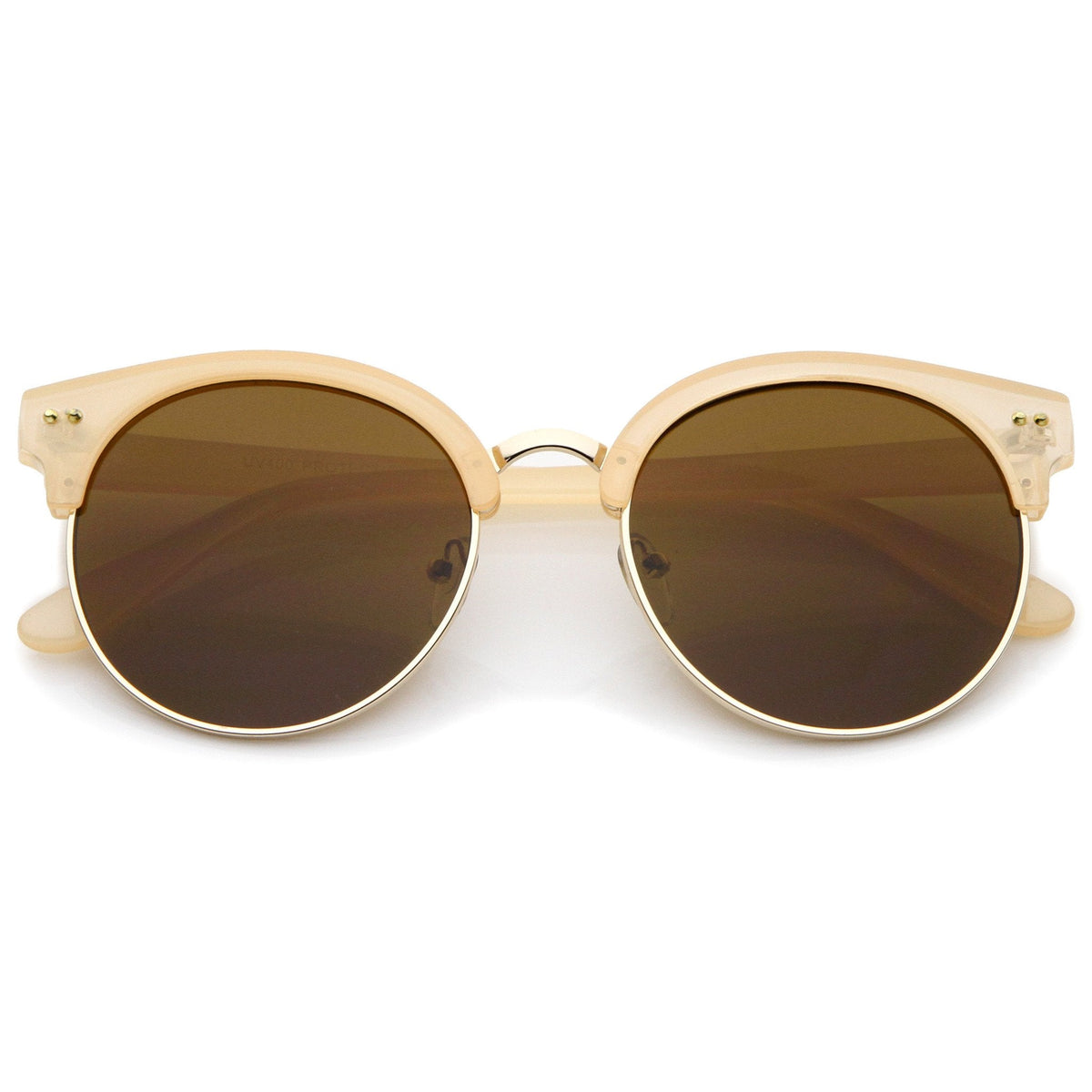 Women's Indie Cat Eye Half Frame Round Sunglasses A407