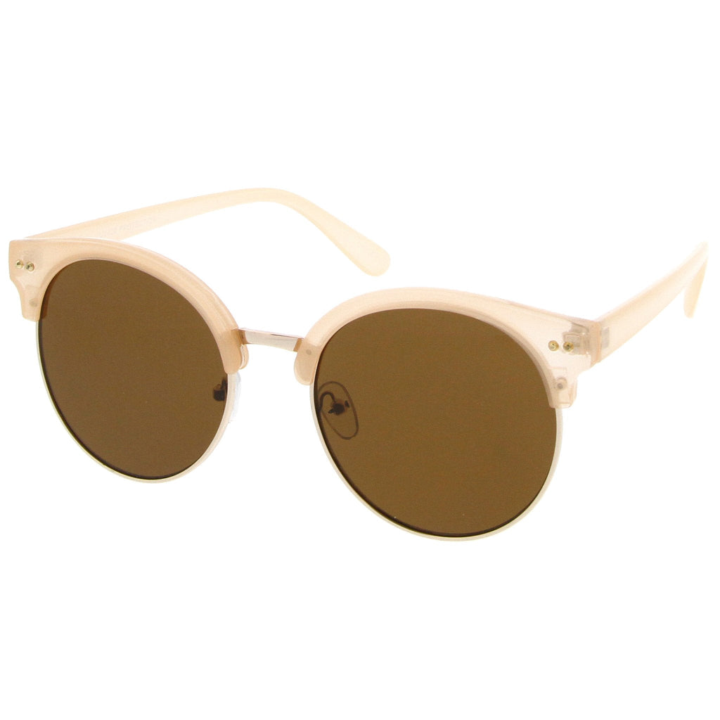 Women's Indie Cat Eye Half Frame Round Sunglasses A407