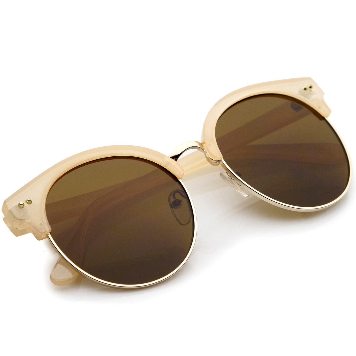 Women's Indie Cat Eye Half Frame Round Sunglasses A407
