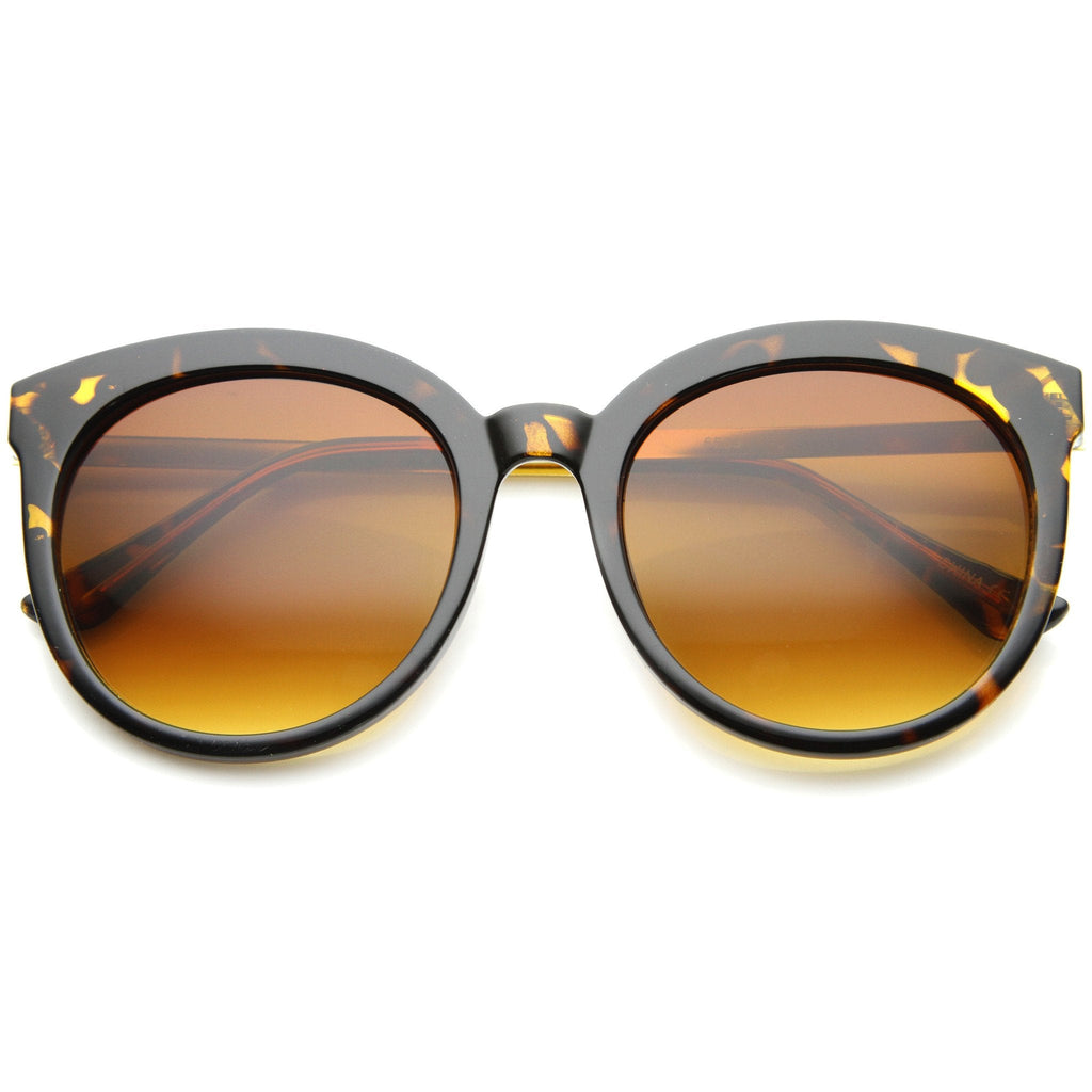 Oversize Round Metal Temple Cat Eye Sunglasses A097
