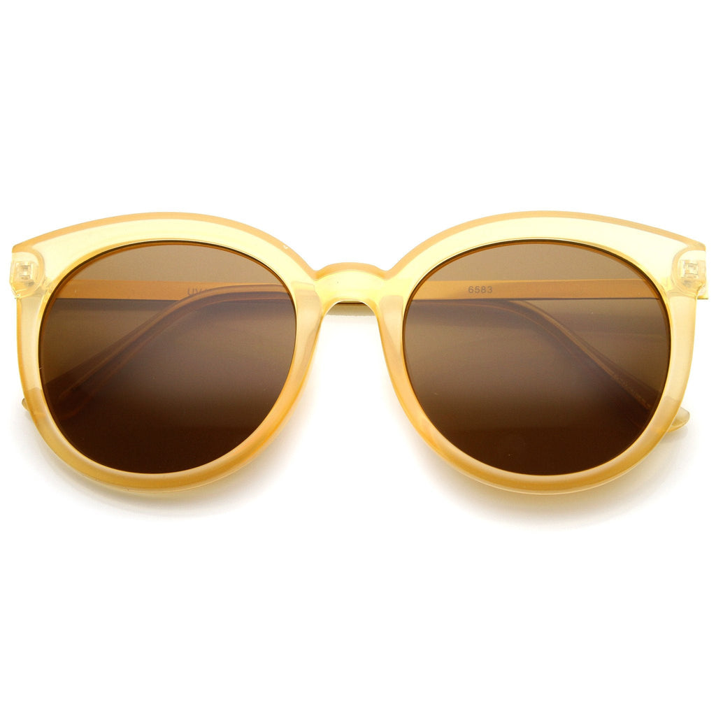 Oversize Round Metal Temple Cat Eye Sunglasses A097
