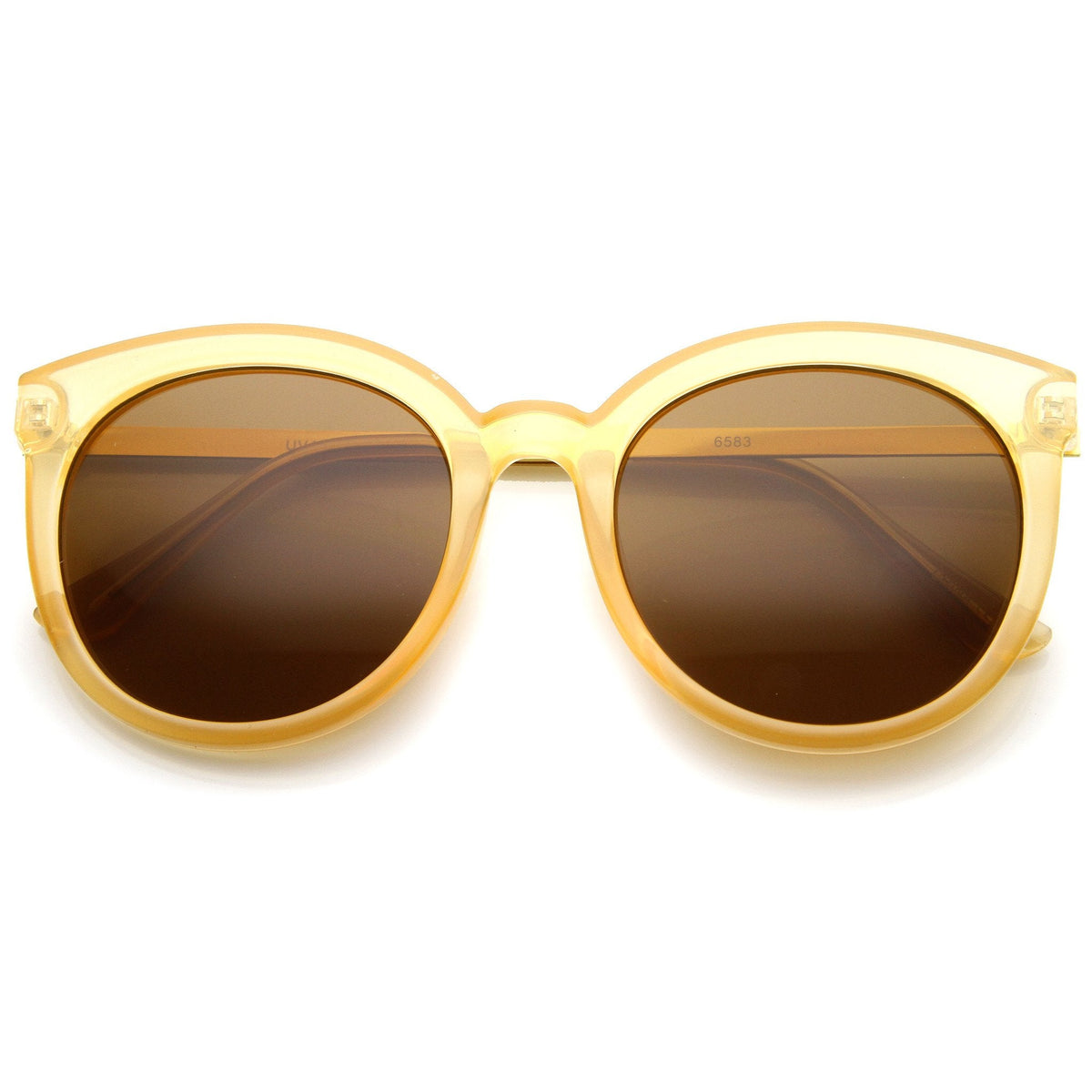 Oversize Round Metal Temple Cat Eye Sunglasses A097