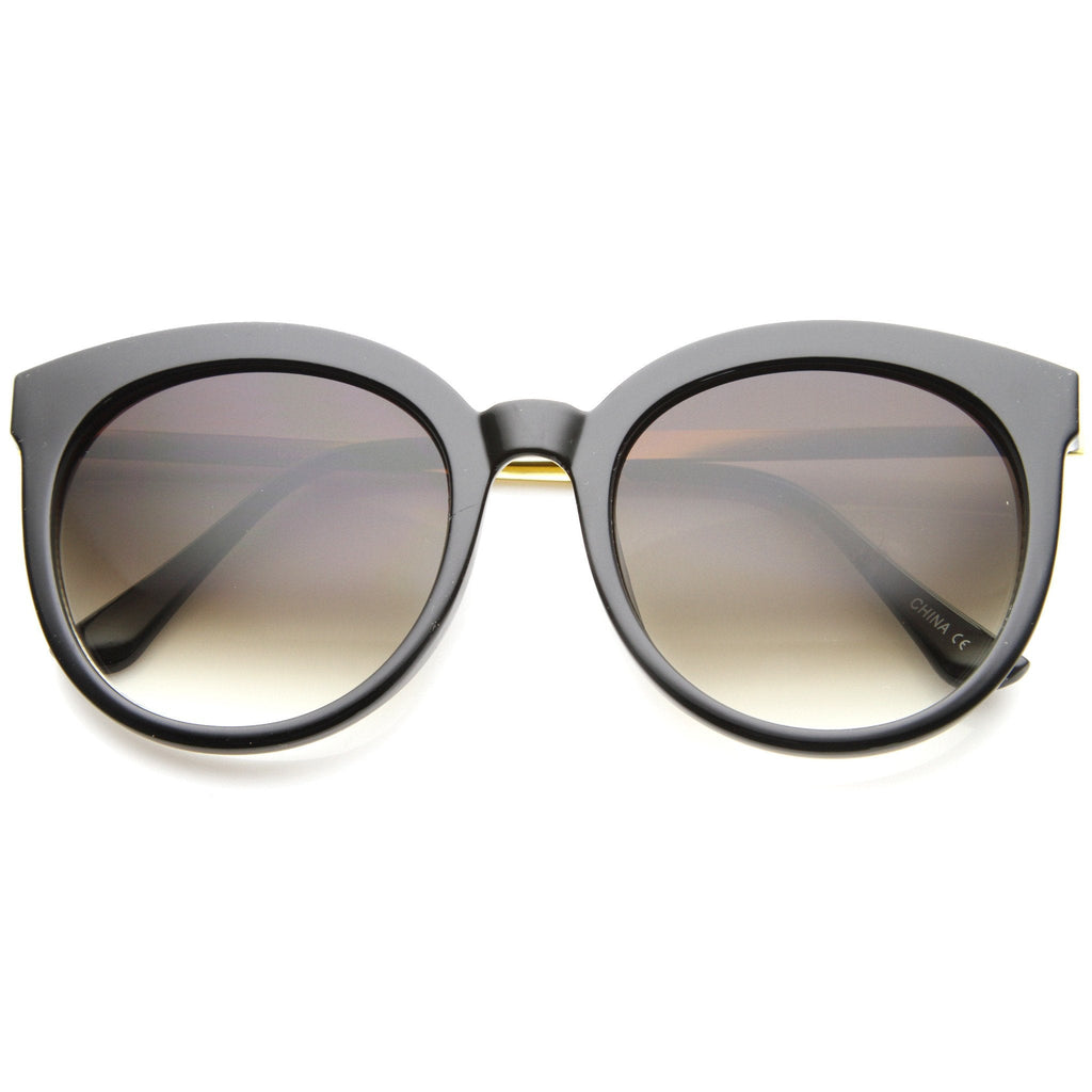 Oversize Round Metal Temple Cat Eye Sunglasses A097