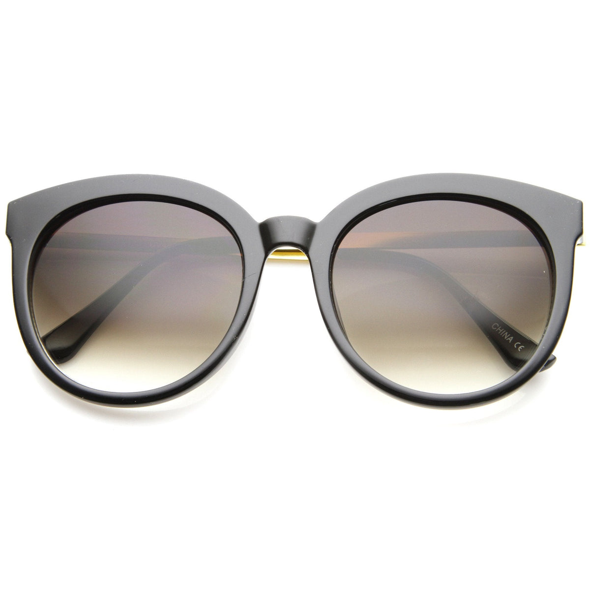 Oversize Round Metal Temple Cat Eye Sunglasses A097