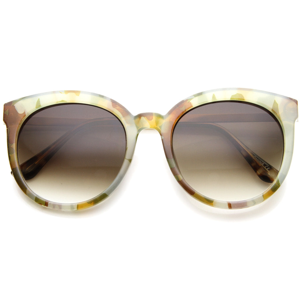 Oversize Round Metal Temple Cat Eye Sunglasses A097