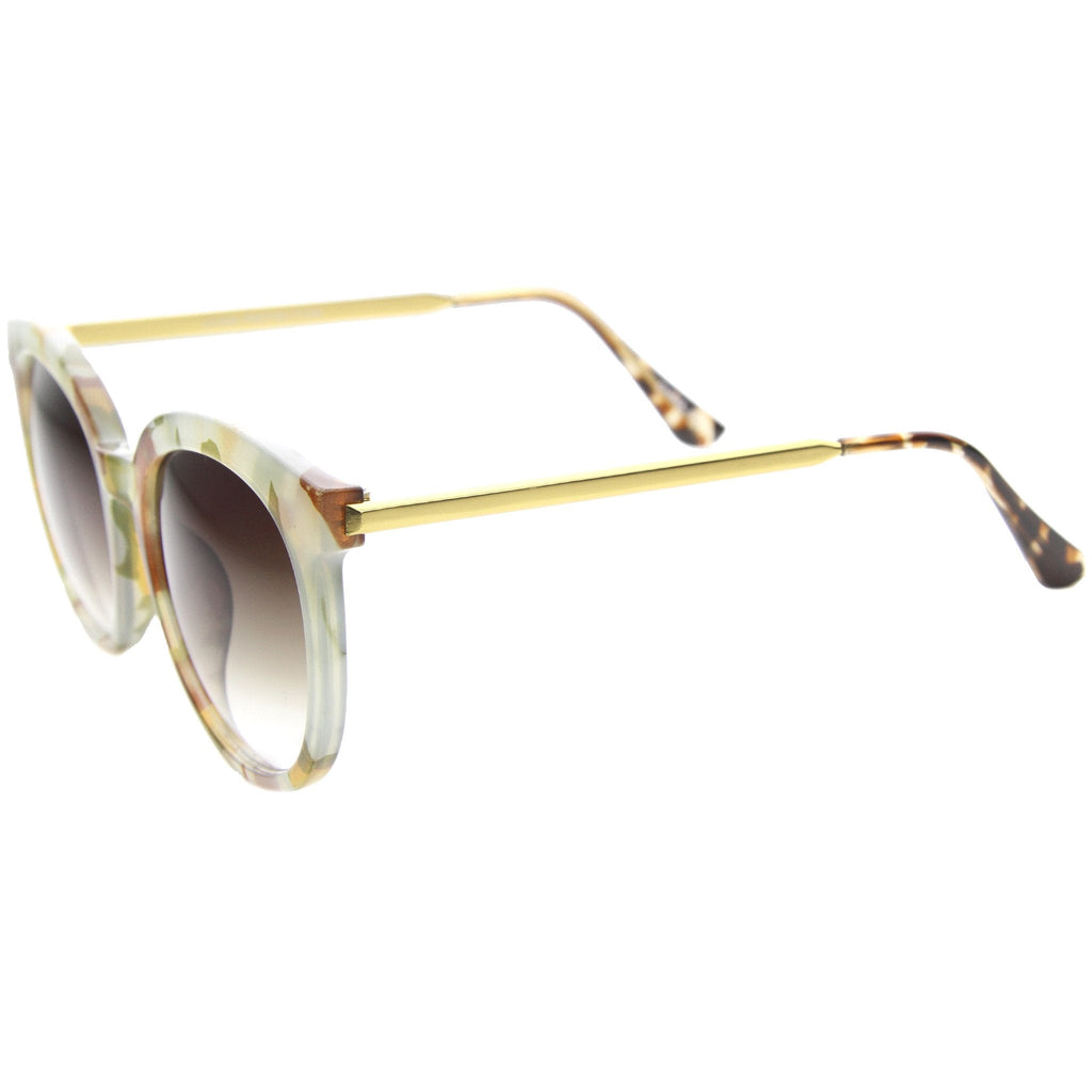 Oversize Round Metal Temple Cat Eye Sunglasses A097