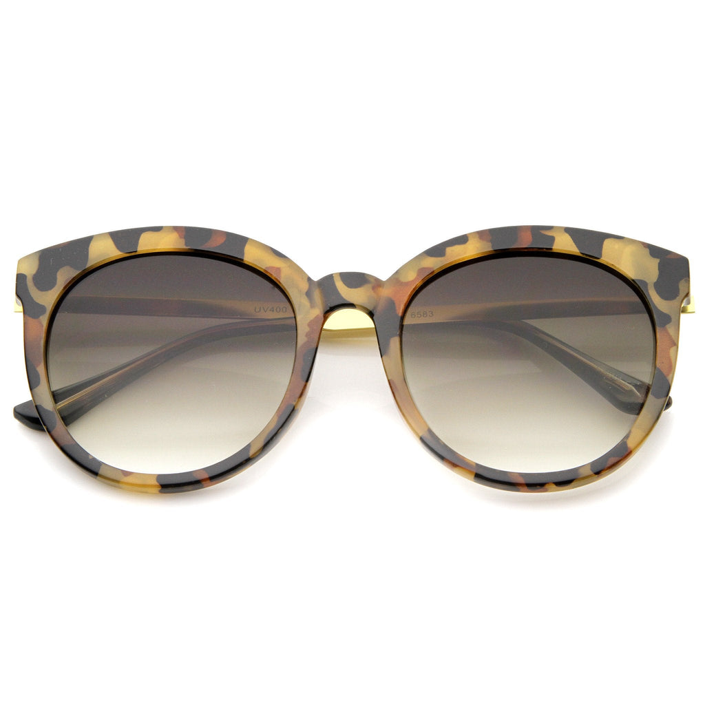 Oversize Round Metal Temple Cat Eye Sunglasses A097