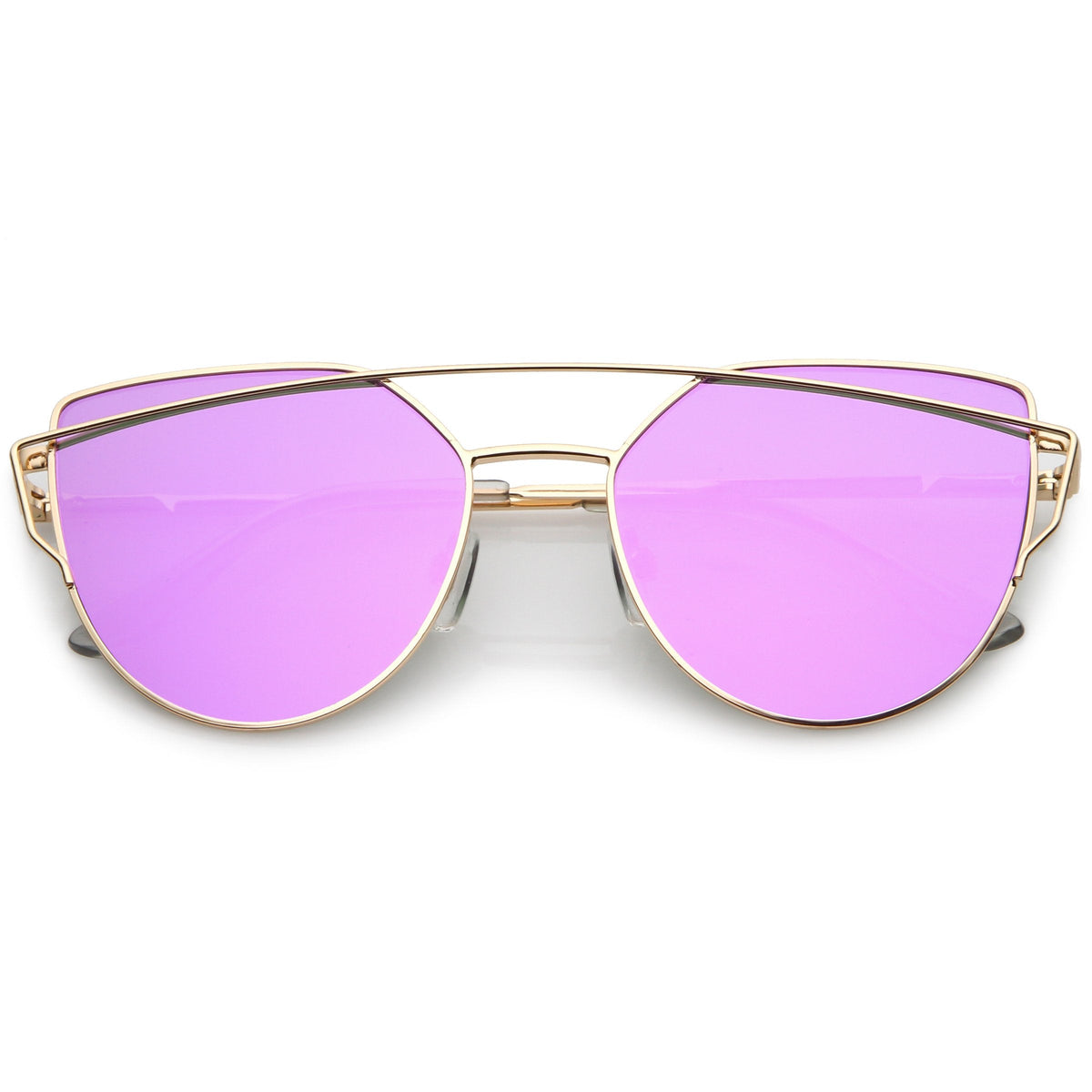 Premium Oversize Laser Cut Cat Eye Mirrored Flat Lens Sunglasses C358