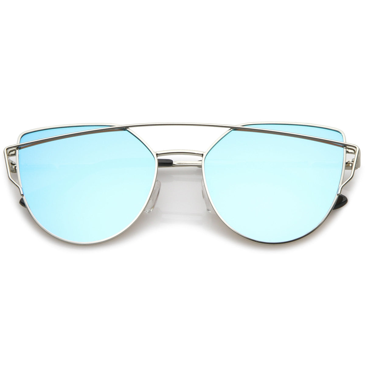 Premium Oversize Laser Cut Cat Eye Mirrored Flat Lens Sunglasses C358