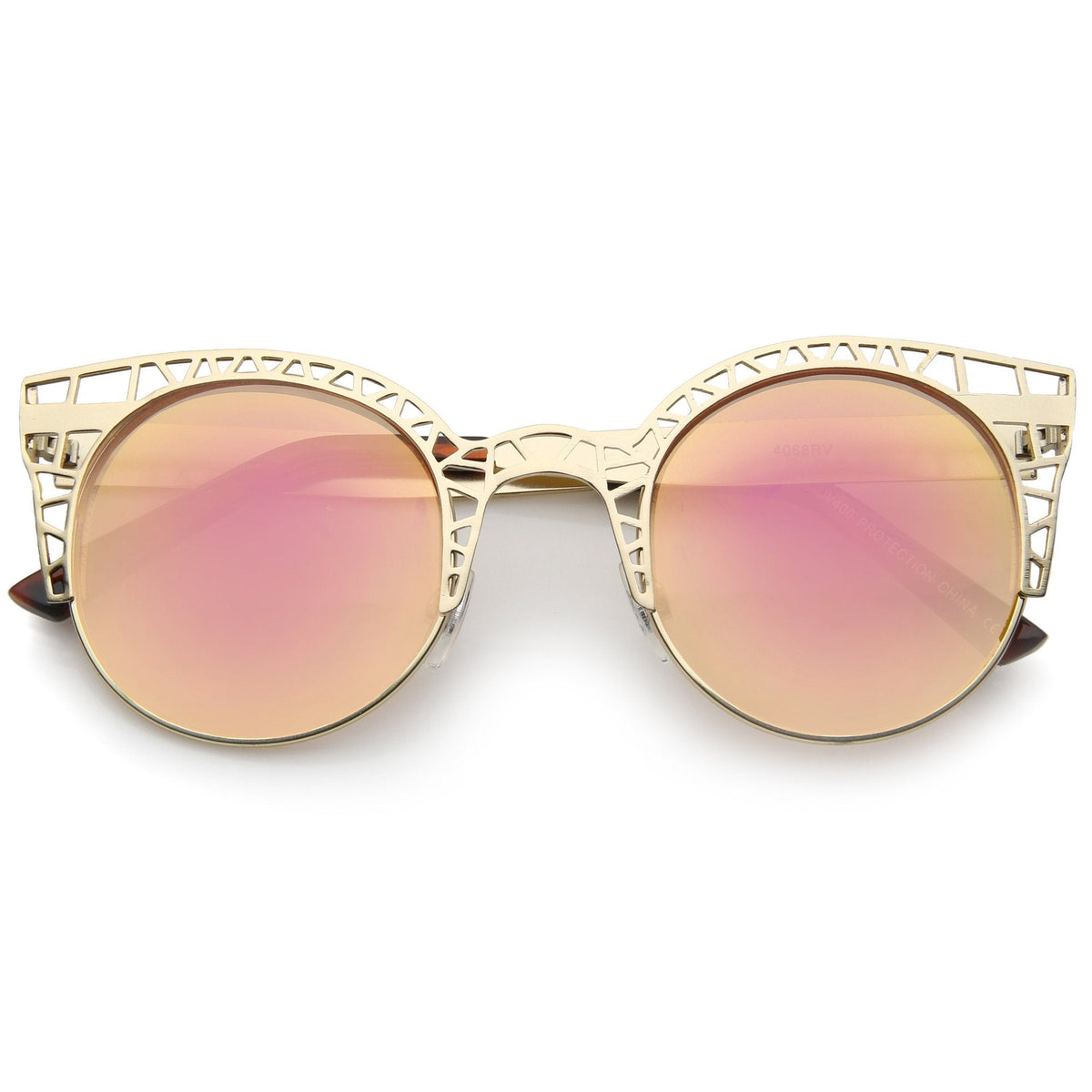 Women's Laser Cut Mesh Mirror Lens Cat Eye Sunglasses A497