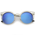 Women's Laser Cut Mesh Mirror Lens Cat Eye Sunglasses A497