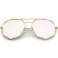 Geometric Hexagonal Mirrored Lens Aviator Sunglasses A827
