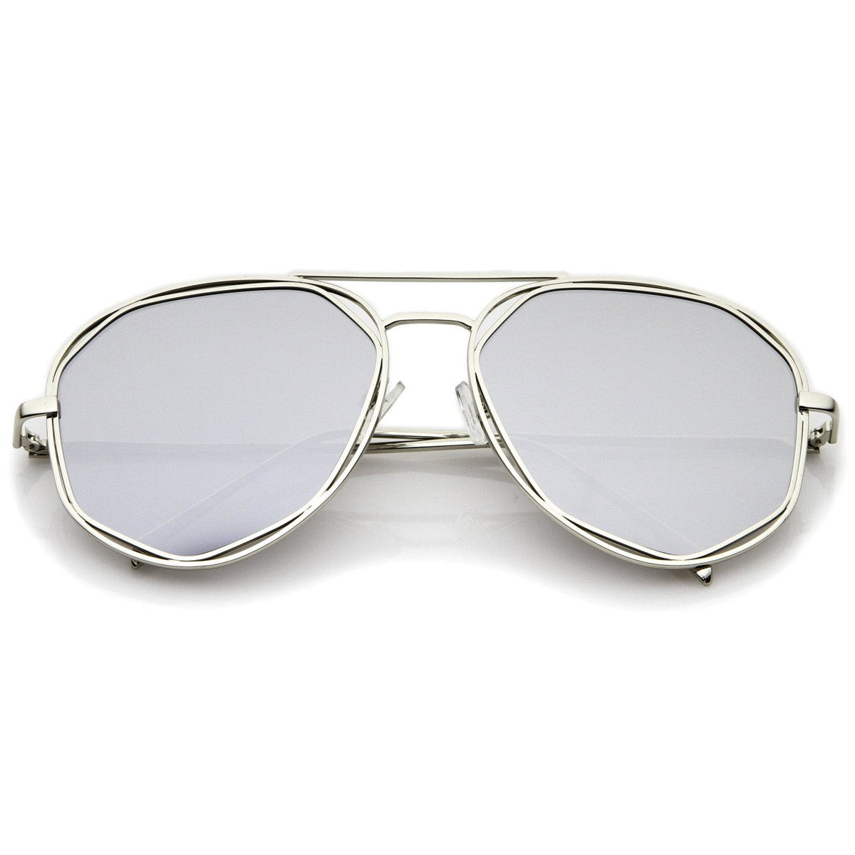 Geometric Hexagonal Mirrored Lens Aviator Sunglasses A827