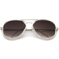 Geometric Hexagonal Laser Cut Flat Lens Aviator Sunglasses A828