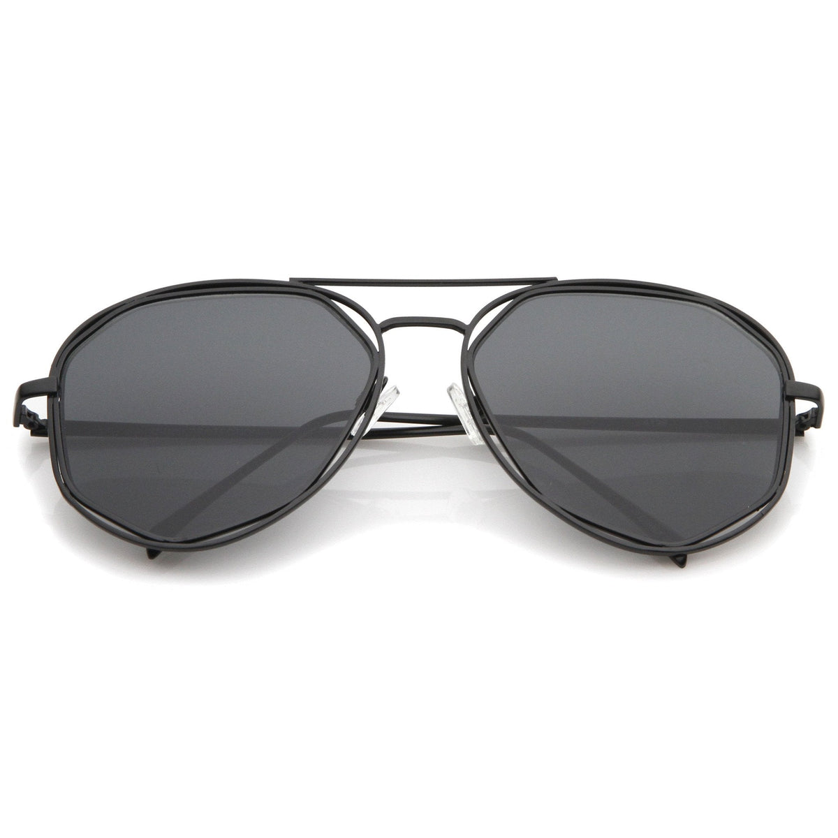 Geometric Hexagonal Laser Cut Flat Lens Aviator Sunglasses A828