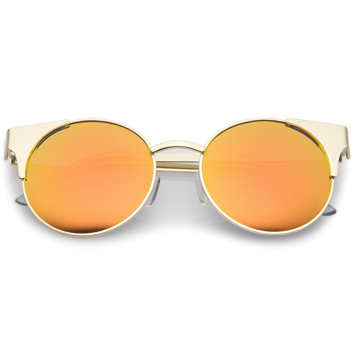 Premium Round Cat Eye  Half Frame Mirrored Flat Lens Sunglasses C359