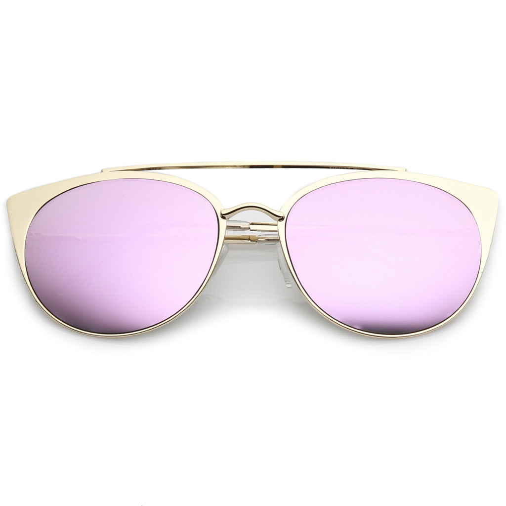 Premium Laser Cut Half Frame Flat Mirrored Lens Sunglasses C364
