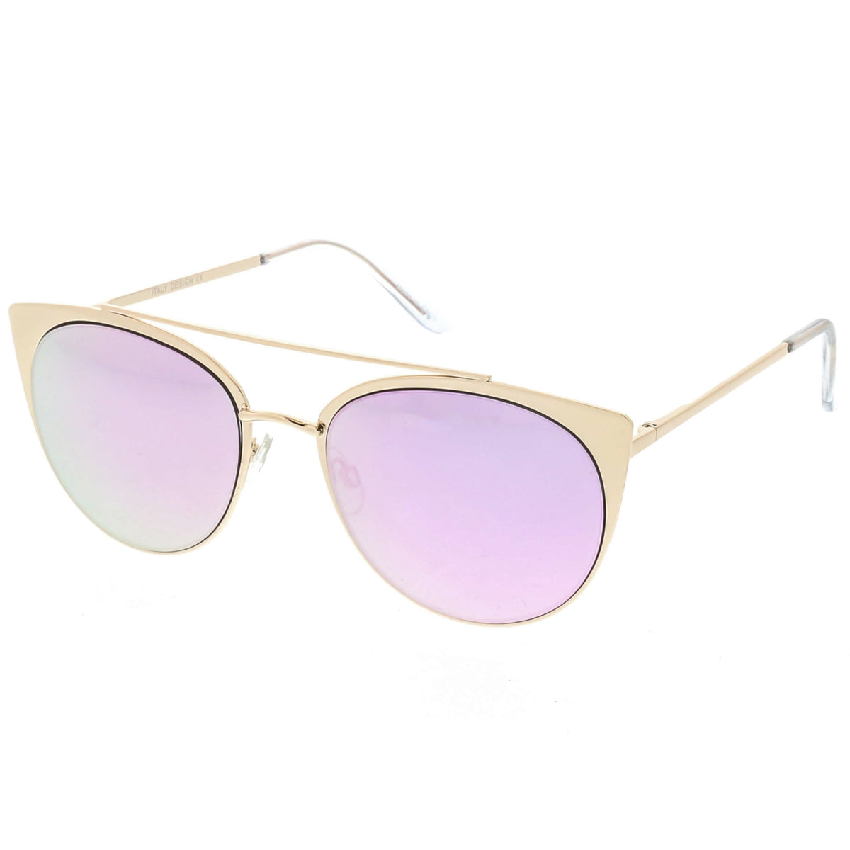 Premium Laser Cut Half Frame Flat Mirrored Lens Sunglasses C364