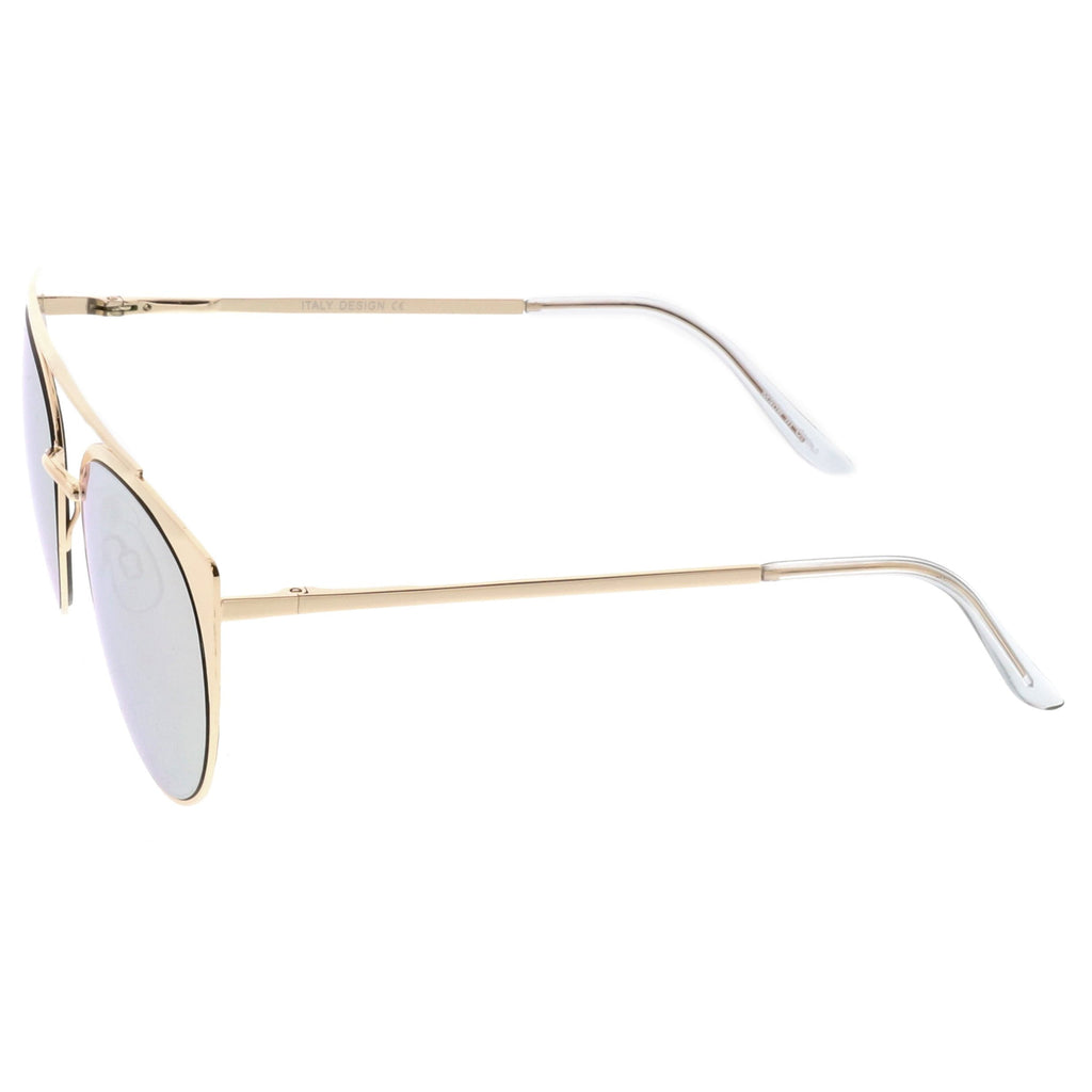 Premium Laser Cut Half Frame Flat Mirrored Lens Sunglasses C364