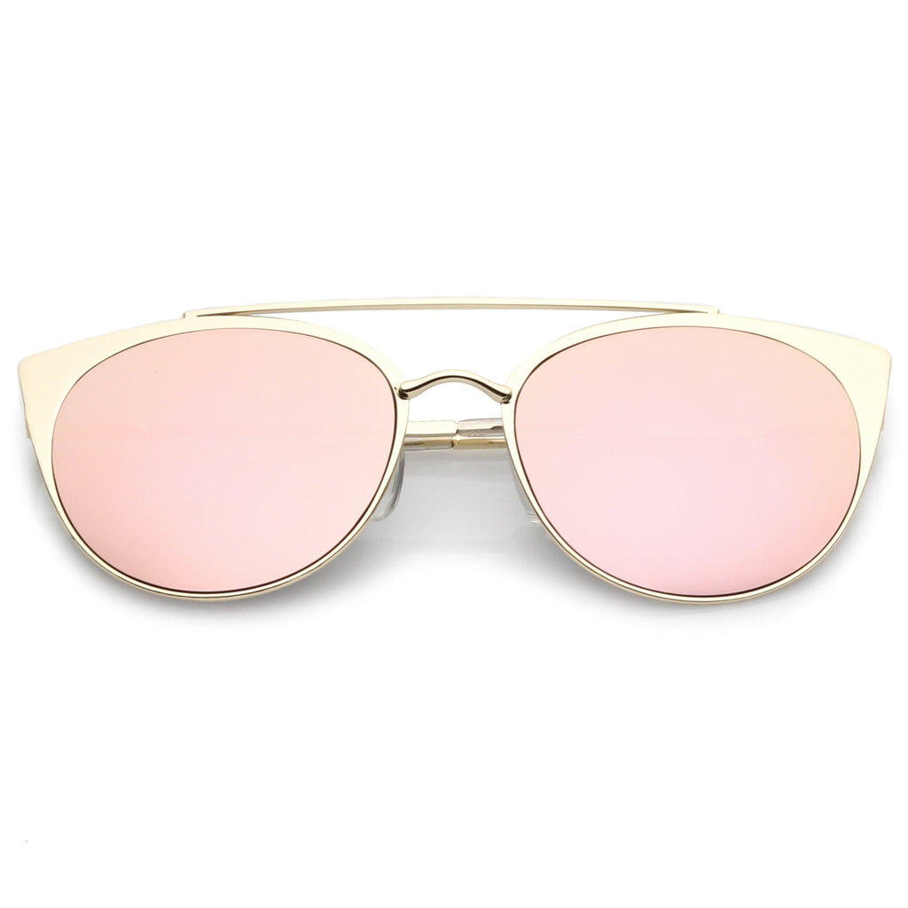 Premium Laser Cut Half Frame Flat Mirrored Lens Sunglasses C364