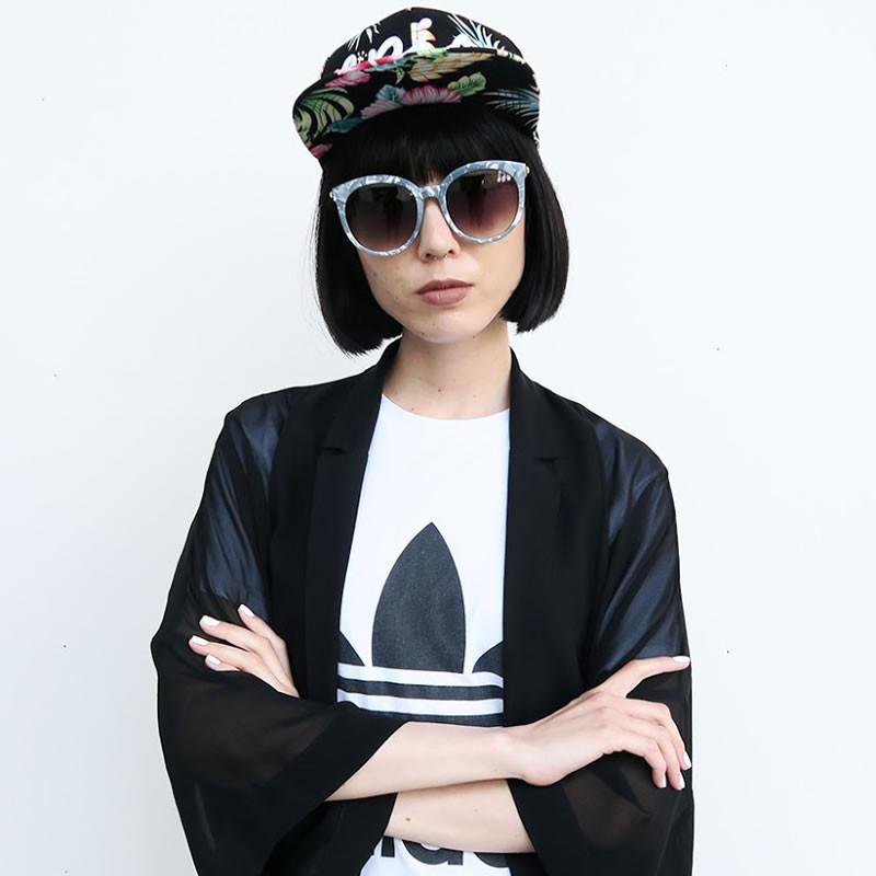 Women's Oversize Round Marble Cat Eye Sunglasses