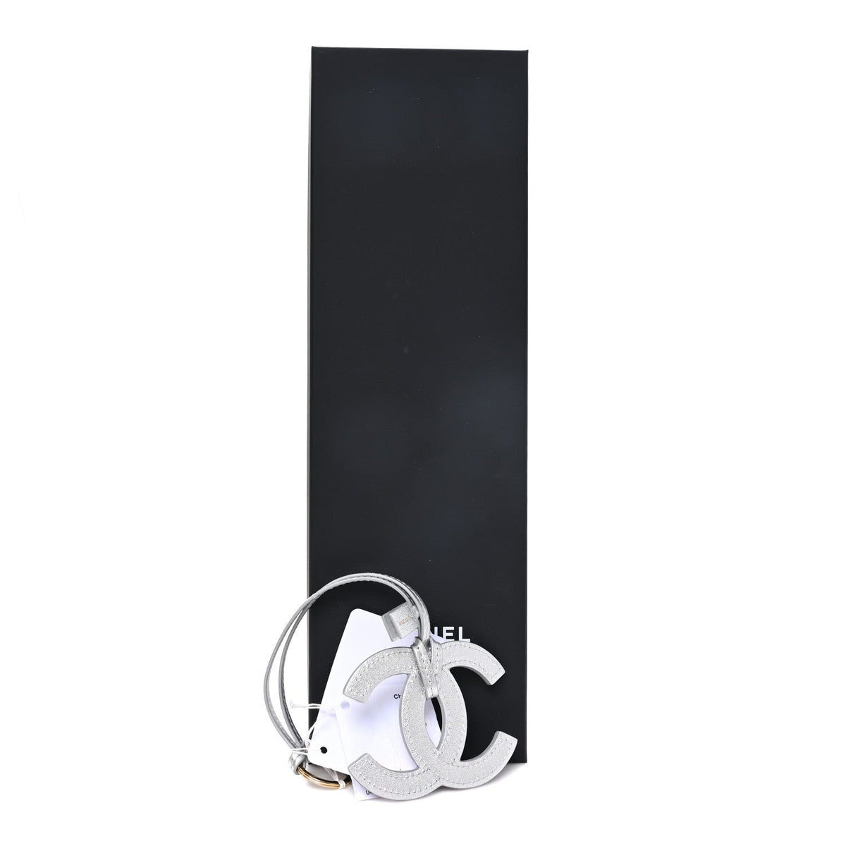 Metallic Lambskin Mini CC Bag Charm Silvery