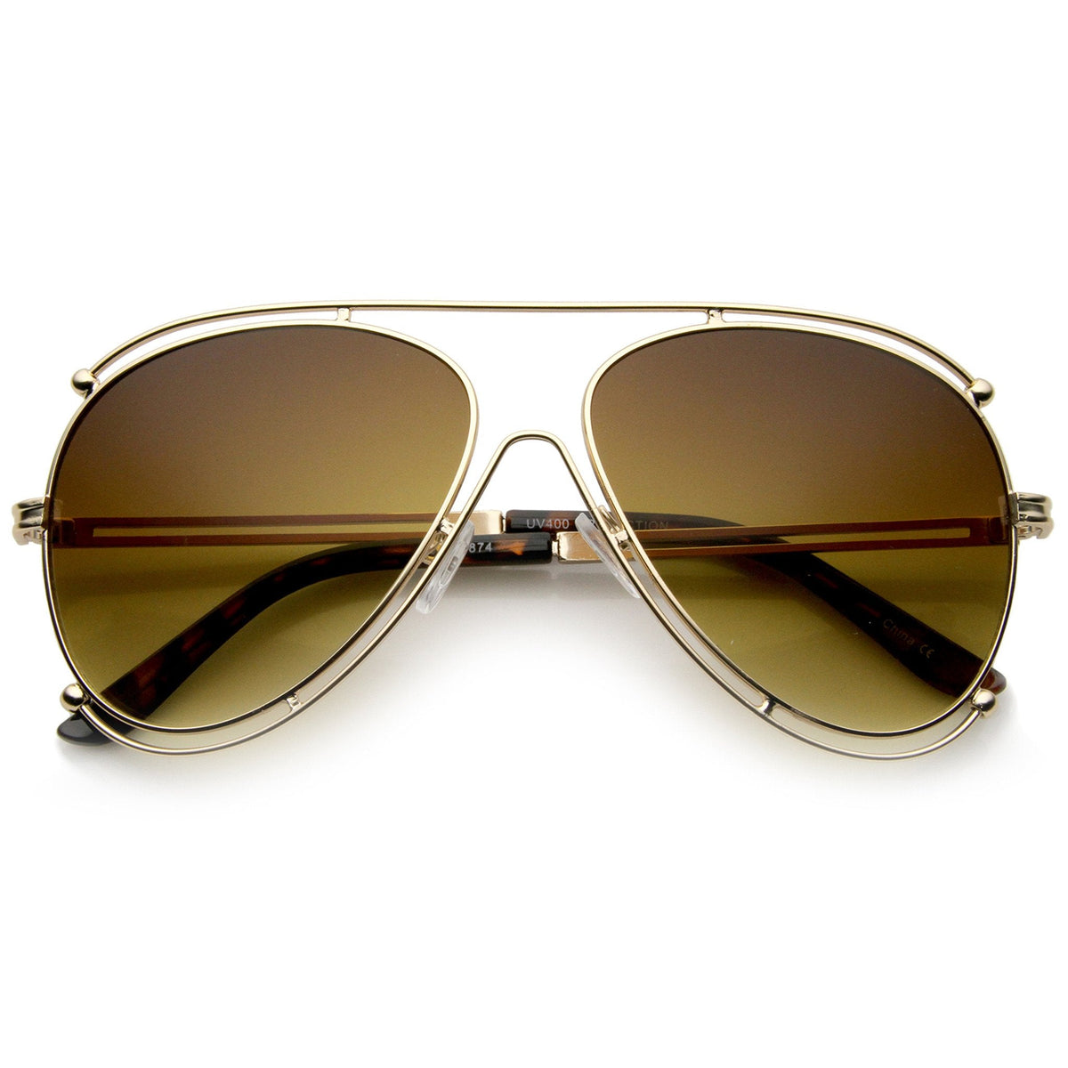 Oversize Modern Dual Wire Frame Aviator Sunglasses A327