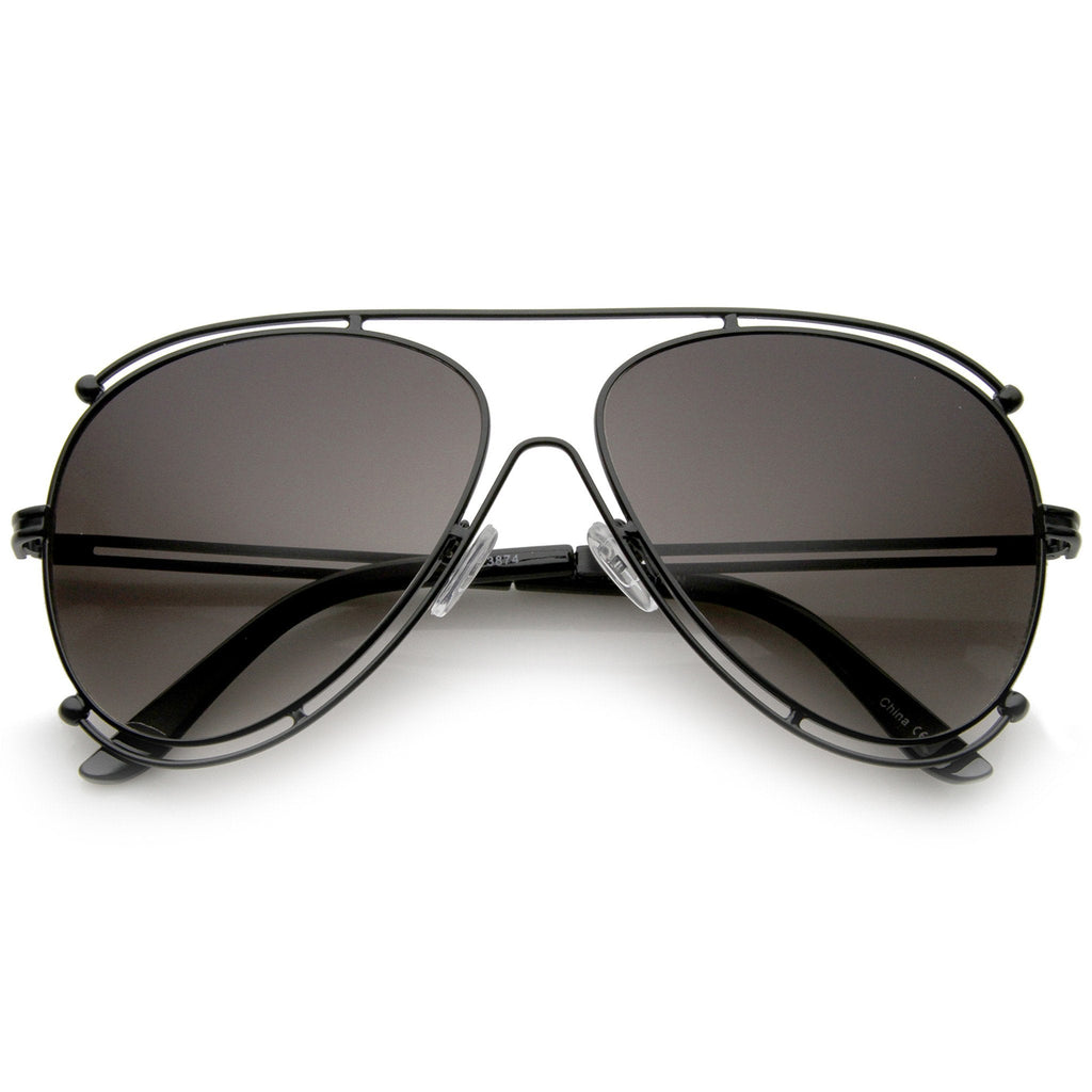 Oversize Modern Dual Wire Frame Aviator Sunglasses A327